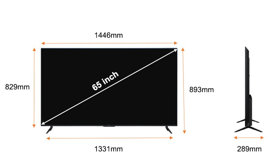 Kích thước màn hình Tivi Xiaomi 65 inch